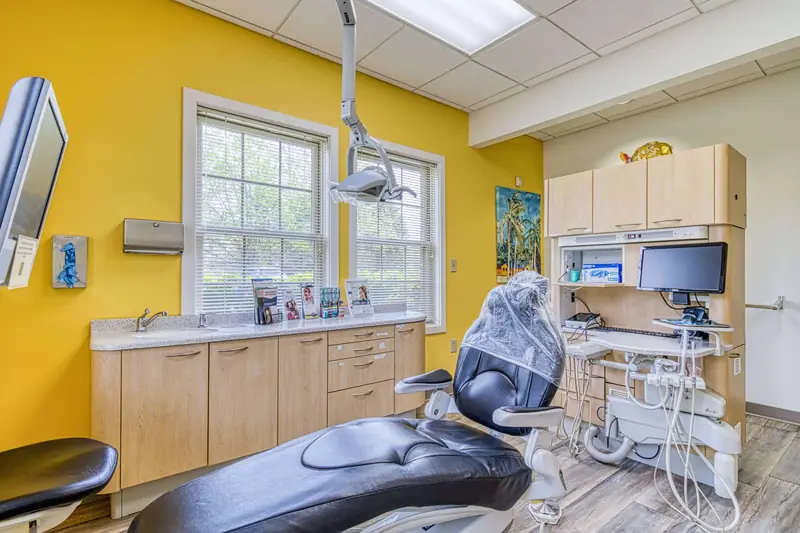 A treatment chair by the window